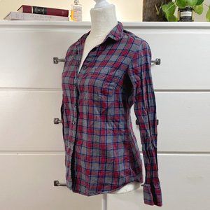 J. Crew Button Down + Red & Blue + X-Small